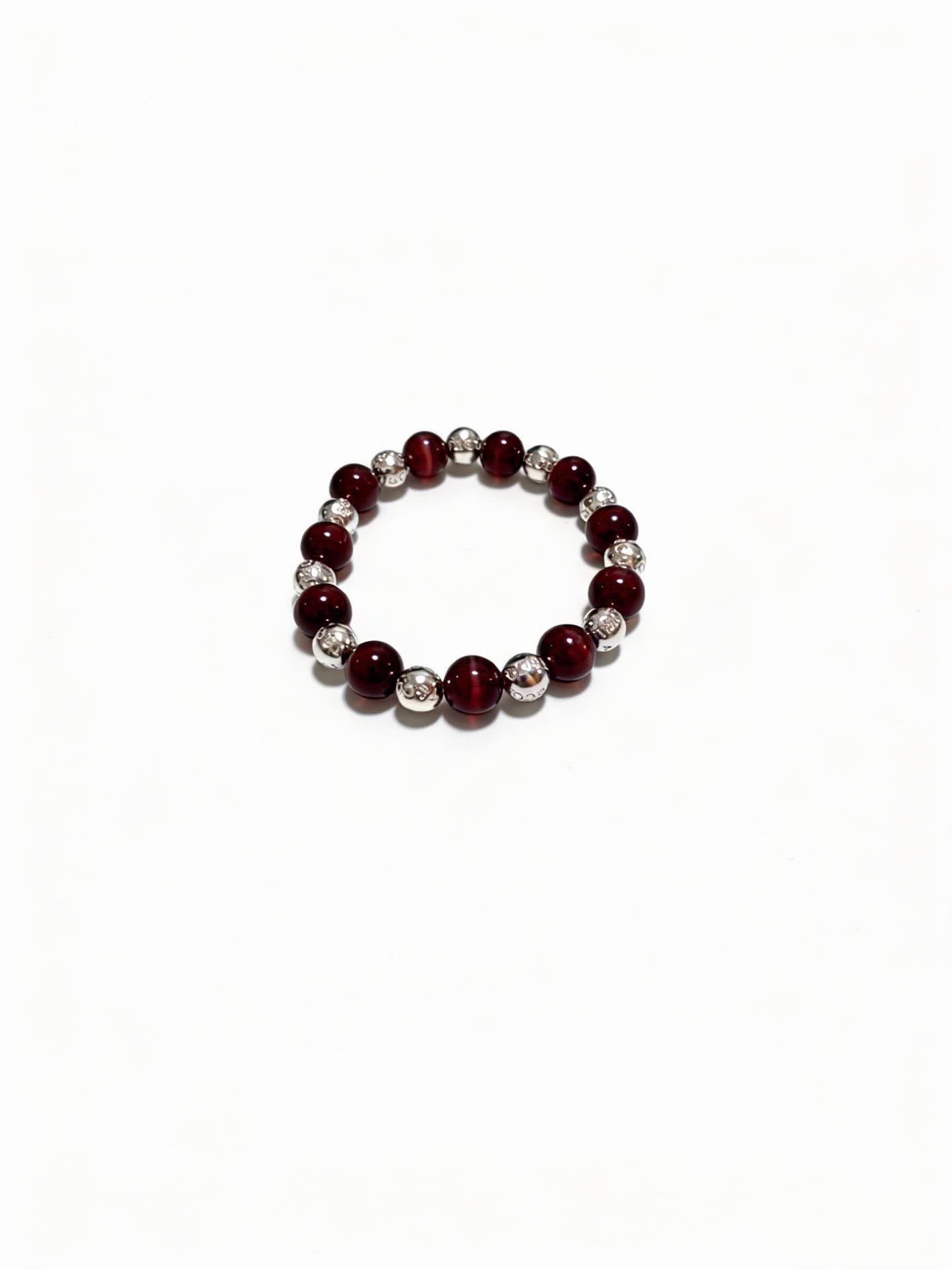 Tiffany & Co Elegant Garnet and Silver Beaded Bracelet